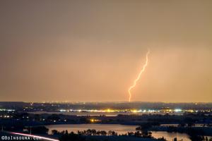 Lightning Striking Over Coot Lake and Boulder Reservoir